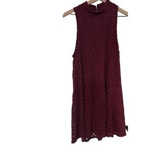 Planet Gold Women XL Maroon Lace Sleeveless Dress